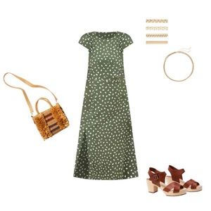 Loft Brushstroke Flutter Sleeve Midi 